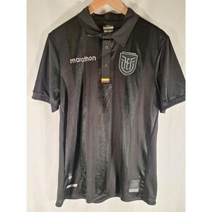 Marathon Ecuador National Team Soccer Jersey Mens Medium Black FEF Polo Shirt
